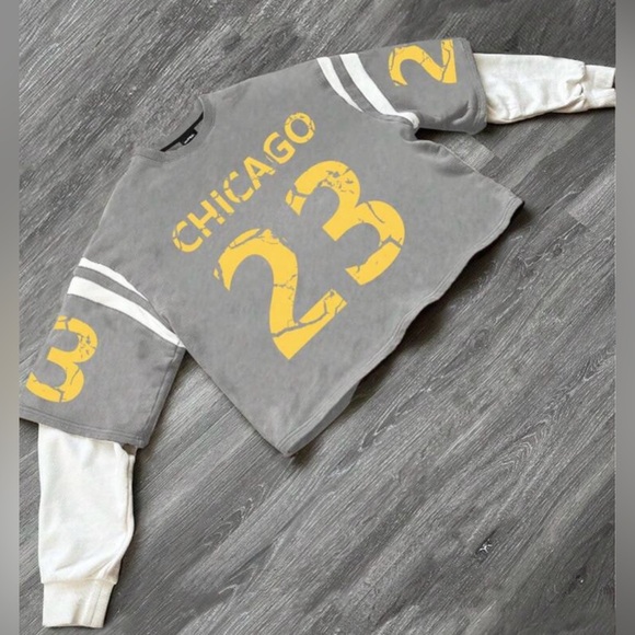 Gray and Yellow Chicago 23 Sweatshirt - Picture 1 of 6